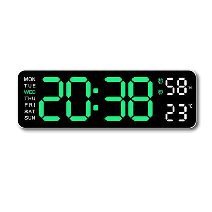 Large LED Digital Wall Clock – With Temperature, Humidity & Week Display