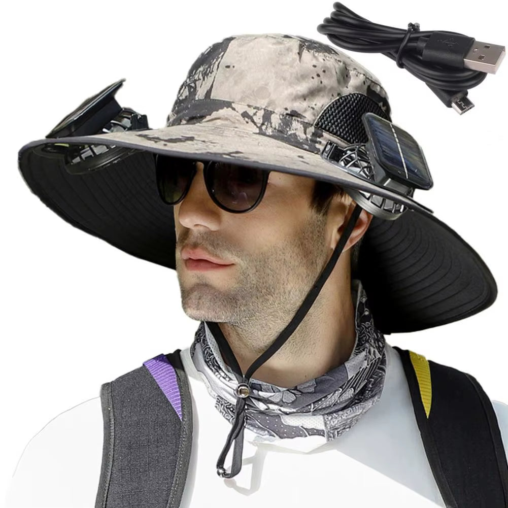 BreezeGuard™ Solar Fan Hat – Cool Comfort Under the Sun